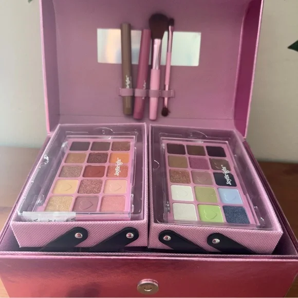 Ulta Beauty Pink Cosmetic Case with Eyeshadow Palettes & Brushes